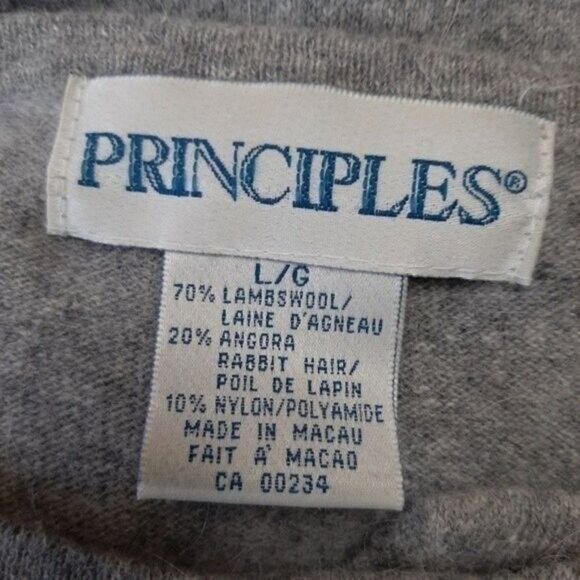 PRINCIPLES | Sweater Tunic Angora & Lambswool Stripe Crewneck Sz L - Picture 9 of 9